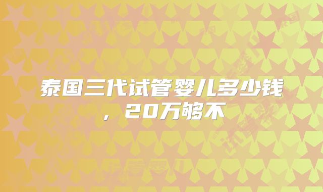 泰国三代试管婴儿多少钱，20万够不