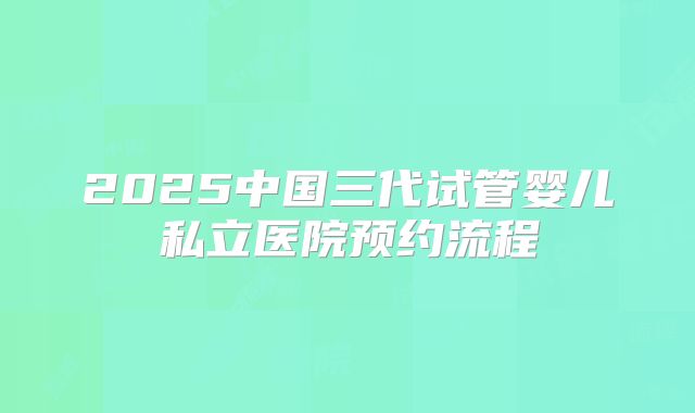 2025中国三代试管婴儿私立医院预约流程
