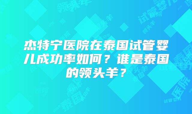 杰特宁医院在泰国试管婴儿成功率如何？谁是泰国的领头羊？