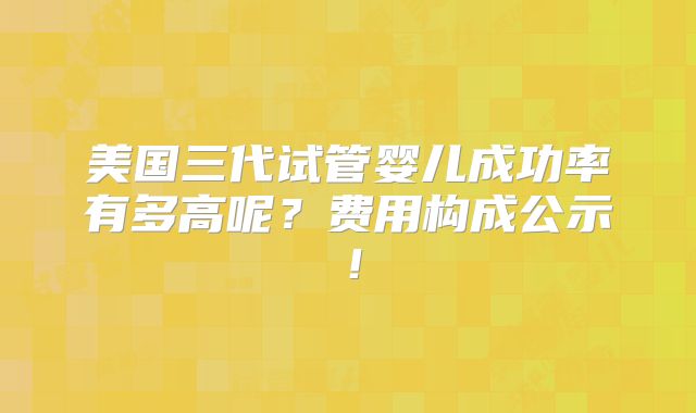 美国三代试管婴儿成功率有多高呢？费用构成公示！