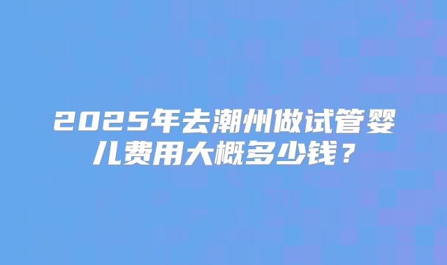 2025年去潮州做试管婴儿费用大概多少钱?