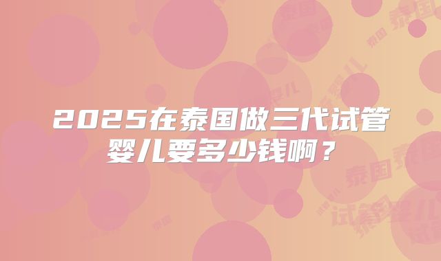 2025在泰国做三代试管婴儿要多少钱啊?