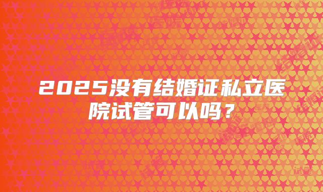 2025没有结婚证私立医院试管可以吗？
