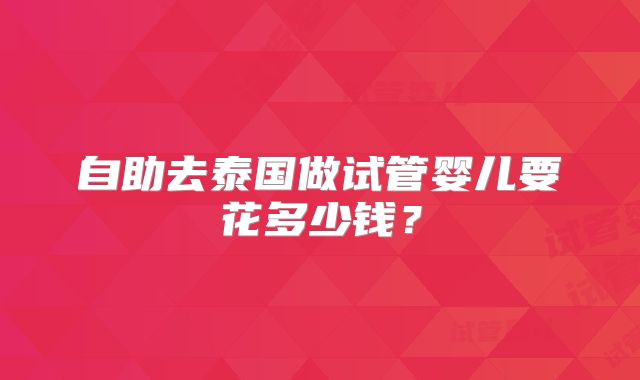 自助去泰国做试管婴儿要花多少钱?