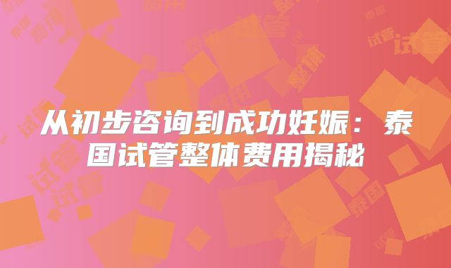 从初步咨询到成功妊娠：泰国试管整体费用揭秘