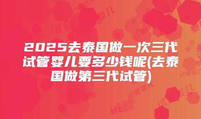 2025去泰国做一次三代试管婴儿要多少钱呢(去泰国做第三代试管)