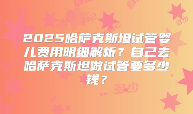 2025哈萨克斯坦试管婴儿费用明细解析？自己去哈萨克斯坦做试管要多少钱？