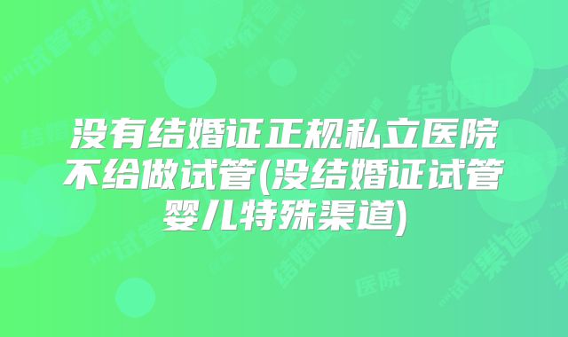 没有结婚证正规私立医院不给做试管(没结婚证试管婴儿特殊渠道)