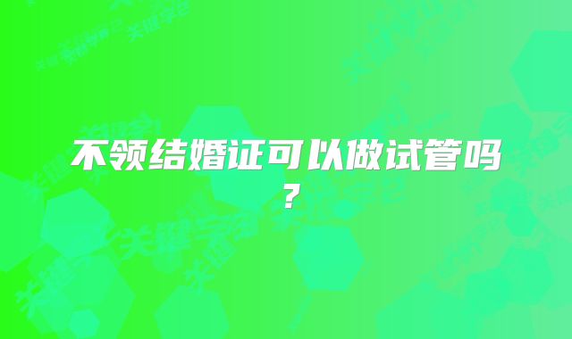 不领结婚证可以做试管吗?