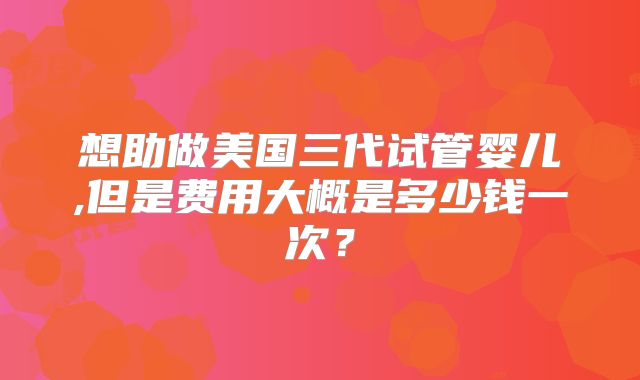 想助做美国三代试管婴儿,但是费用大概是多少钱一次？