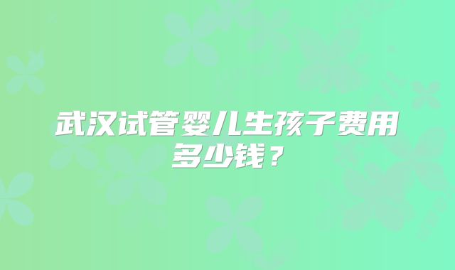 武汉试管婴儿生孩子费用多少钱？