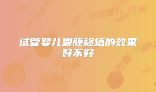 试管婴儿囊胚移植的效果好不好