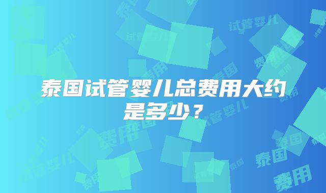 泰国试管婴儿总费用大约是多少?