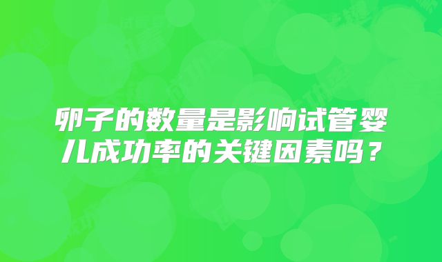 卵子的数量是影响试管婴儿成功率的关键因素吗？