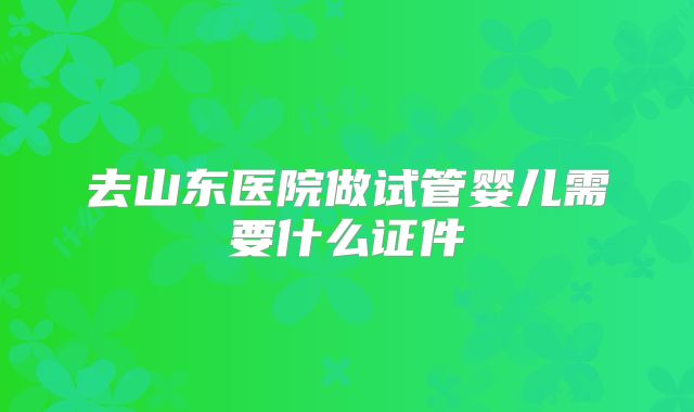 去山东医院做试管婴儿需要什么证件