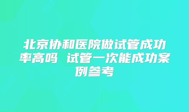 北京协和医院做试管成功率高吗 试管一次能成功案例参考