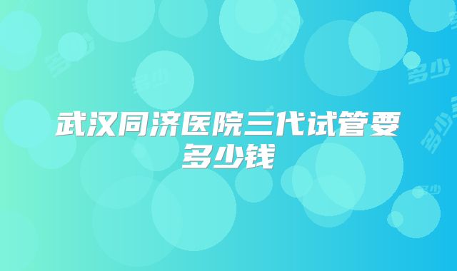 武汉同济医院三代试管要多少钱