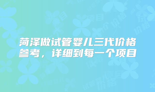 菏泽做试管婴儿三代价格参考,详细到每一个项目