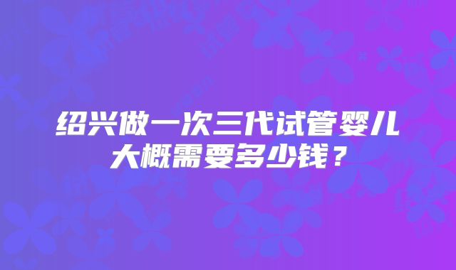 绍兴做一次三代试管婴儿大概需要多少钱？
