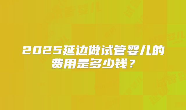 2025延边做试管婴儿的费用是多少钱？
