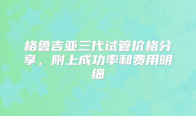 格鲁吉亚三代试管价格分享，附上成功率和费用明细