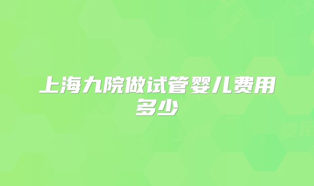 上海九院做试管婴儿费用多少