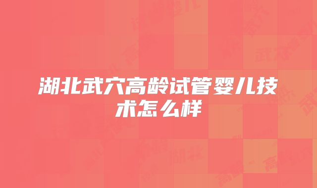 湖北武穴高龄试管婴儿技术怎么样
