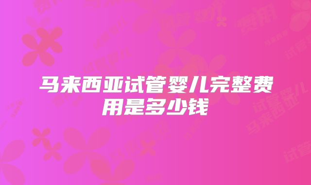 马来西亚试管婴儿完整费用是多少钱