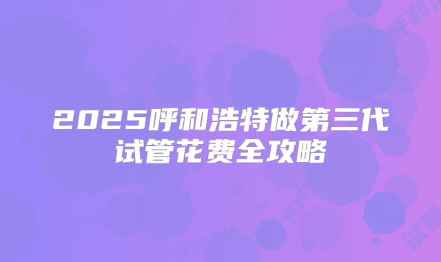 2025呼和浩特做第三代试管花费全攻略
