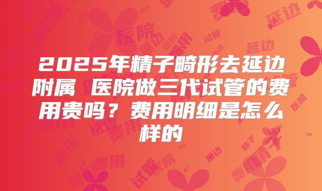 2025年精子畸形去延边附属 医院做三代试管的费用贵吗?费用明细是怎么样的
