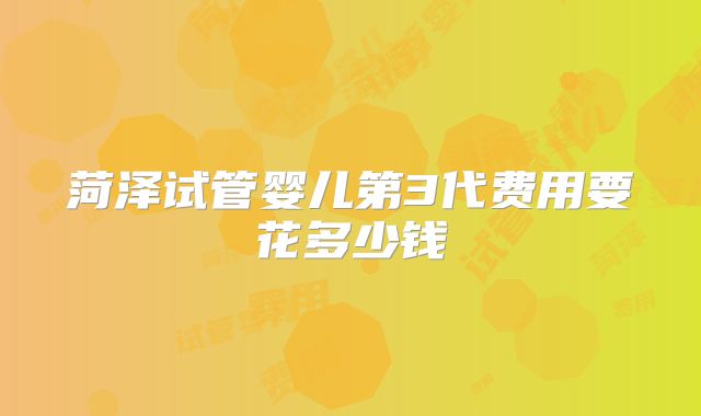 菏泽试管婴儿第3代费用要花多少钱