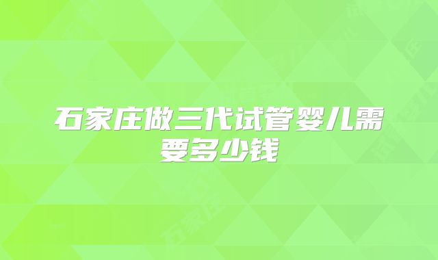 石家庄做三代试管婴儿需要多少钱
