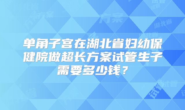 单角子宫在湖北省妇幼保健院做超长方案试管生子需要多少钱？