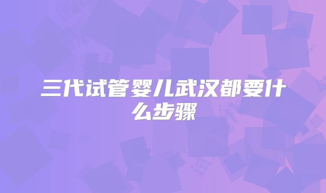 三代试管婴儿武汉都要什么步骤