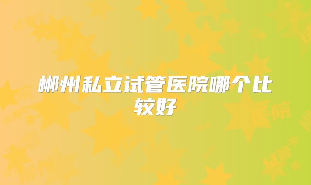 郴州私立试管医院哪个比较好
