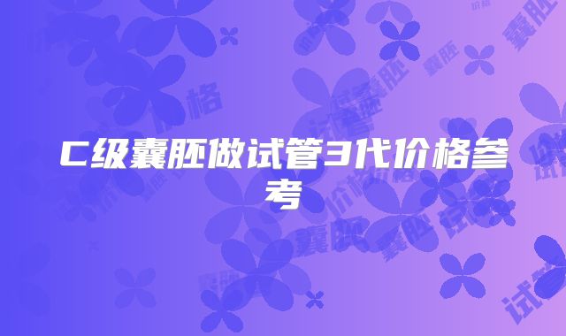 C级囊胚做试管3代价格参考
