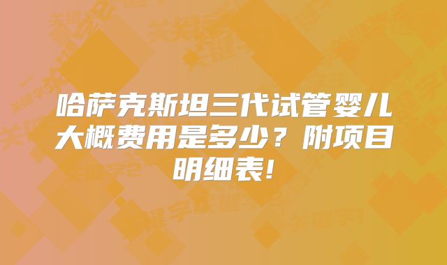 哈萨克斯坦三代试管婴儿大概费用是多少?附项目明细表!