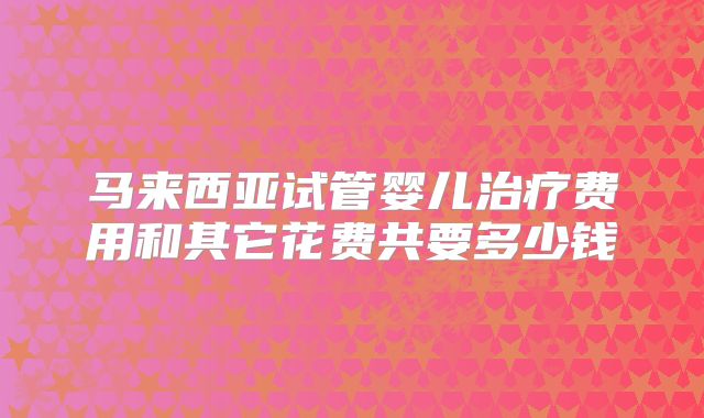 马来西亚试管婴儿治疗费用和其它花费共要多少钱