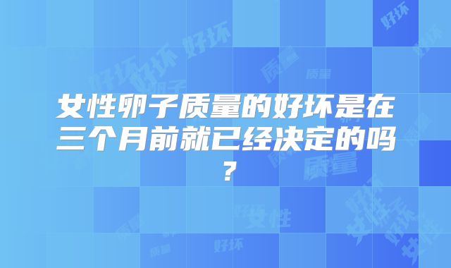女性卵子质量的好坏是在三个月前就已经决定的吗？