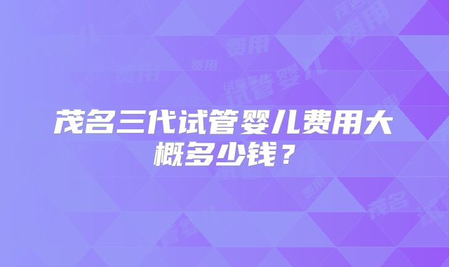茂名三代试管婴儿费用大概多少钱?