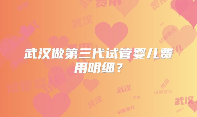 武汉做第三代试管婴儿费用明细?