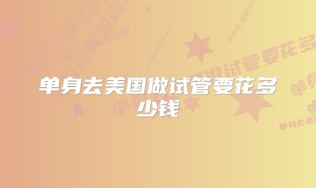 单身去美国做试管要花多少钱