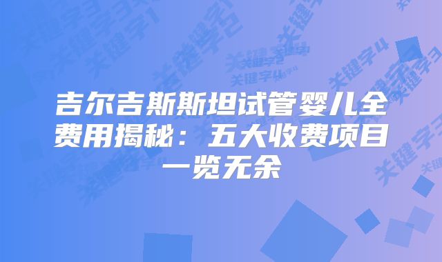 吉尔吉斯斯坦试管婴儿全费用揭秘：五大收费项目一览无余