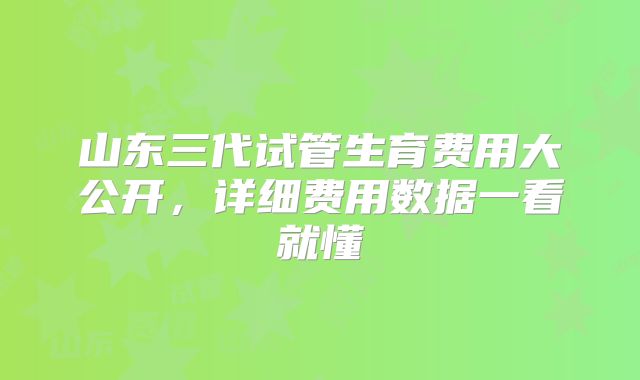 山东三代试管生育费用大公开,详细费用数据一看就懂