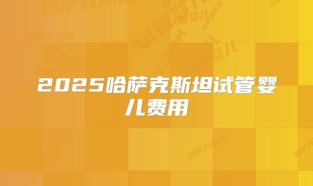 2025哈萨克斯坦试管婴儿费用