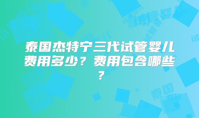 泰国杰特宁三代试管婴儿费用多少？费用包含哪些？