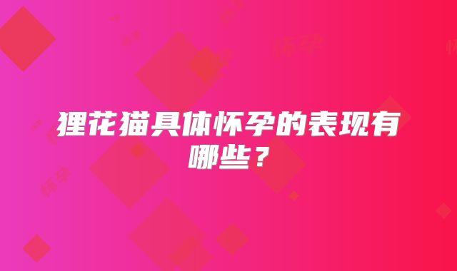 狸花猫具体怀孕的表现有哪些？