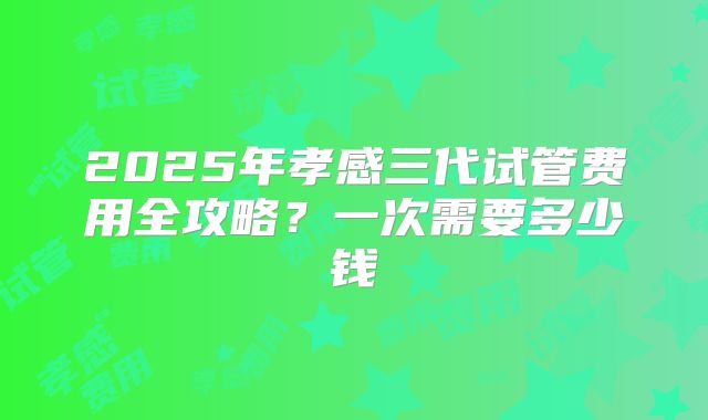 2025年孝感三代试管费用全攻略?一次需要多少钱