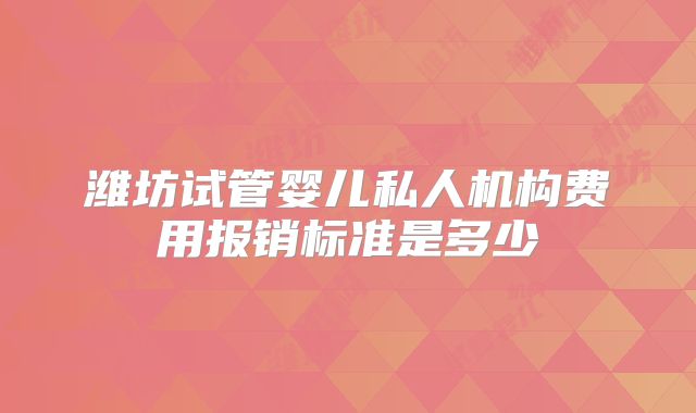 潍坊试管婴儿私人机构费用报销标准是多少