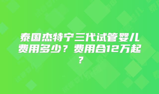 泰国杰特宁三代试管婴儿费用多少?费用合12万起?